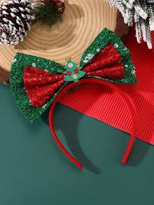 1pc/2pcs Women's Christmas Headband With Glittery Double Bow, Santa Claus & Christmas Tree Design, Suitable For Party, Christmas, Holiday Decoration ,Beauty ,Hair Band ,Diadema ,Hair Hoop
