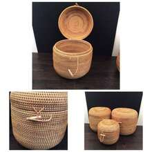 Rattan storage basket Set Of 3 Rattan Storage Tub Storage Basket Handwoven Storage Bin Living Room Toys Storage Towels Home decoration rattan storage basket Natural As picture - Natural + Como en la imagen - Ver 1