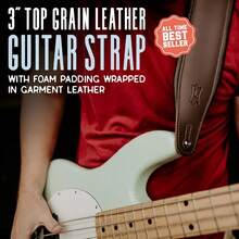 Levy's Leathers - Correa de piel para guitarra de.6 de ancho con acolchado de espuma y respaldo para prendas; color negro (M26PD-BLK) - Marróny crema (Brown & Cream) - Ver 2