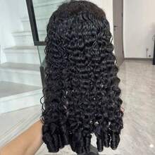 Burmese Curly 13x4 Lace Frontal Wigs Human Hair 200% Density Water Wave For Women Wet And Wavy Pre Plucked HD Lace Front Wigs Human Hair With Spiral End Natural Color - Natural Black - 查看 4