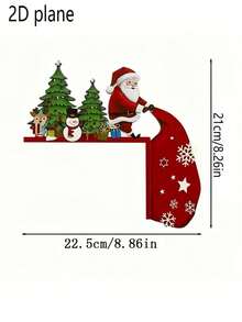 1pc Santa Claus With Reindeer & Snowman 2D Flat Wall Decor, Door Frame Hanging Ornament, Tabletop Figurine, Ideal For Indoor, Living Room, Bedroom, Office, Home Decor Christmas, Holiday Accessory, Seasonal Gift - Multicolor - View 7