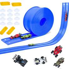 柔性赛道儿童玩具DIY双轨赛车坡道兼容1/64汽车便携式卷起男孩圣诞礼物 - 彩色 - 查看 7