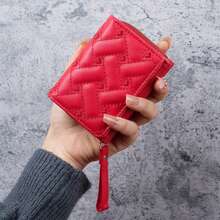 Cartera corta bordada Love Zero para mujeres con cremallera y hebilla, gran capacidad, bolso para tarjetas, moda versátil y simple - Caqui - Ver 3