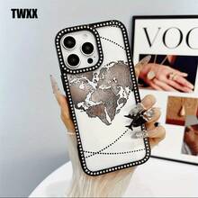 Teléfono Earth Love Plane Teléfono 3 en 1 con grabado de doble cara, adecuado para phone16promax, 16 15pro 14 14 Plus/14 Pro 13 13 Pro 12Pro 11pro Promax Series. Suave anticaídas y resistente a las manchas, adecuado tanto para hombres como para mujeres con decoración. - Negro - Ver 4