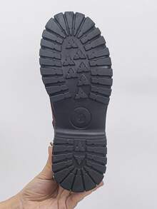 女士时尚靴子，纯色西部风格运动户外布艺金属孔眼系带侧拉链中筒靴，室内外通用踝靴，女士踝靴，女士冬季靴，新款女士踝靴，平底拉链靴，黑色靴子，女士切尔西靴 - 棕色 - 查看 7