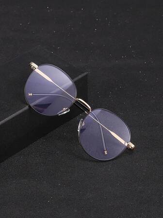 1/2 זוג גברים רטרו חזרה לבית הספר משקפי עדשה שקופה מתכת עגולים, מתאימים לנסיעה יומית למשרד