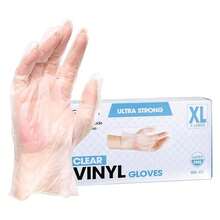 Guantes de vinilo desechables, transparentes, de grado industrial, sin polvo, sin ltex, no estriles, aptos para alimentos, 2.75 mil. Palma, 3.9 Mil. Dedos, mediano, unidades - Extra grande (paquete de 100) + Claro - Ver 3