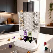 ORIZZONTE Generic 2-Piece Assemblable Coffee Capsule Holder, 4 Compartments, Space-Saving Countertop Pod Dispenser, Capsule Container Compatible With Original Espresso – Up To 40 Capsules, 100% Made In Italy, Shipping From Italy - White - View 5