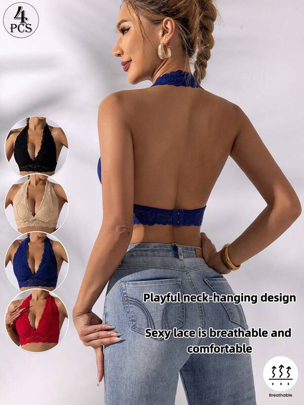 4 Stücke hochwertiges europäisches und amerikanisches, sexy, bequemes, nahtloses Damen-Trägerwäsche-Set, ohne Stahlringe, ohne Unterlegscheiben, leicht, atmungsaktiv, komfortabel