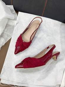 New Autumn/Winter High Heel Shoes With Toe Cover And Ankle Strap, Comfortable, Elegant, Versatile, Suitable For Holidays, Christmas, New Year - Red - View 10