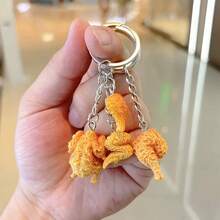 1pc Simulation Resin Chicken Nugget Pendant Keychain, Stylish Chicken Food Accessories, Cute Car Keychain, Realistic Imitation Fried Chicken Keyring, Suitable For Women Daily Use Accessory, Fake Food Charms Perfect For Backpacks, Bags, Purses, Wallets, Best Gift For Friends