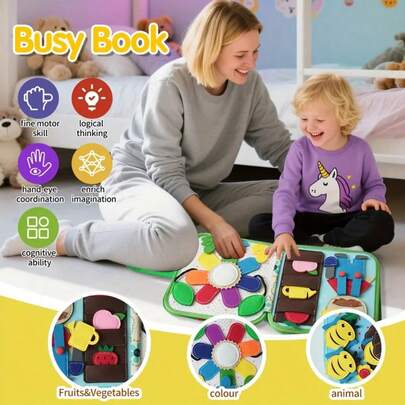 Carte de pânză timpurie pentru bebeluși, îmbunătățește abilitățile cognitive ale bebelușului, carte de pânză colorată - antrenament vizual și auditiv captivant cu cozi de animale din desene animate, poliester moale, jucărie de învățare pentru copii, carte de pânză pentru educație timpurie impermeabilă, anti-rupere, stimulează trezirea cognitivă tactilă și vizuală a bebelușului, potrivită pentru Crăciun, ziua de naștere și alte cadouri de sărbători!