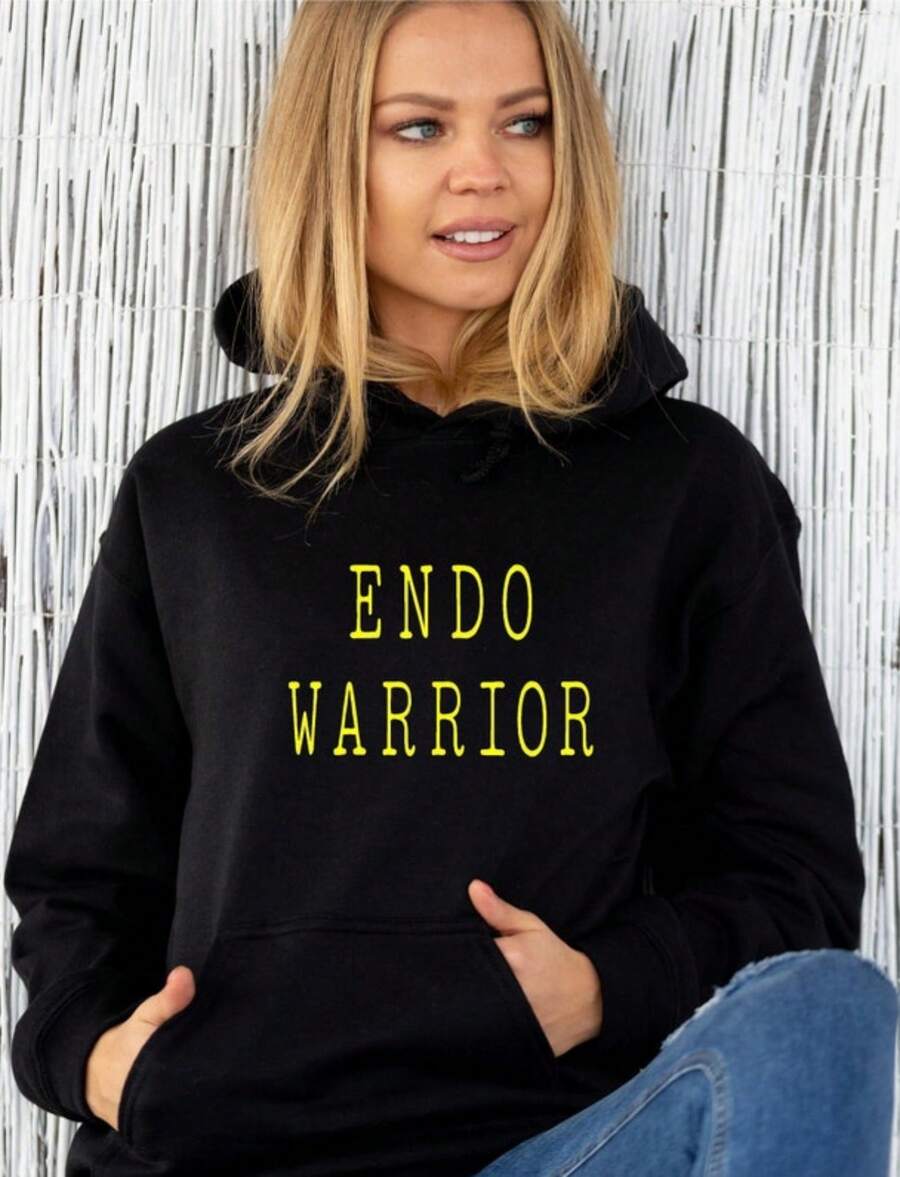 Endometriosis Hoodie _ Endo Warrior Sweatshirt _ Ladies Powerful Statement Top - 黑色 - 查看 1
