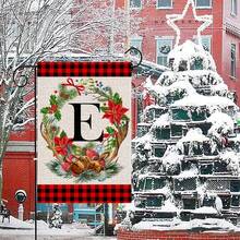 1pc, Christmas Family Monogram Last Name Monogram Letter Garden Flag 12x18 Inch Double Sided, Christmas Decorations For Winter Holiday Farmhouse Rustic Pasture Porch Decoration(ONLY FLAG)