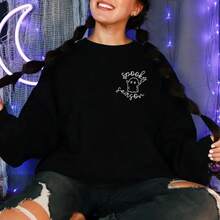 Fiscrat Sudadera De Gran Tamaño Para Mujer, Diseño De Fantasma, Sudadera Bordado De Otoño - Oscuro1 - Ver 6