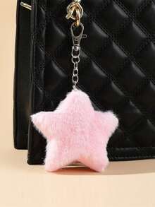 Nouveau porte-clés mignon fait main en peluche rose, pendentif de décoration de sac en peluche bleue en forme d'étoile à cinq branches, porte-clés créatif en forme d'étoile à cinq branches, porte-clés d'étoile pour amoureux, petit cadeau créatif pour les festivals et les événements de lancement d'entreprise, accessoires de voiture, breloques de sac, accessoires gothiques et Y2K pour l'école