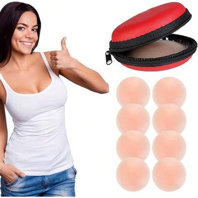 LEIDSANY 4 Pares de Cubiertas para pezones para Mujer, Cubiertas de Silicona para pezones Reutilizables y Lavables con un diseño de Prenda cómodo y Discreto para Uso prolongado y fácil extracción