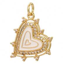 1pc Multi-Color Enamel Copper Heart Shaped Pendant, Delicate & Compact, Handmade DIY Necklace, Bracelet, Earring Jewelry Pendant, Suitable As Thanksgiving Gift