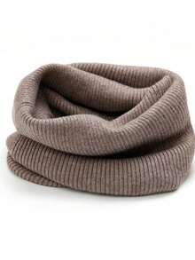 1pc Unisex Solid Color Wool Ribbed Thick Knit Neck Warmer Scarf, Fashionable Versatile Neck Protector For Autumn/Winter - Multicolor - View 10