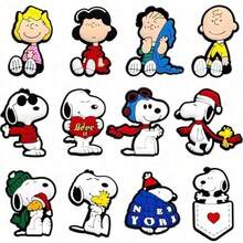 SNOOPY 12 chiếc khuy trang trí hình hoa hoạt hình có thể tháo rời, phụ kiện lỗ giày, kiểu ngẫu nhiên, quà Giáng sinh - Nhiều màu - Xem 4