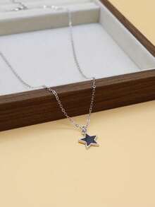 1pc Minimalist Silver Pentagram Pendant Necklace For Women, Versatile Delicate Choker Necklace, Dainty Clavicle Chain For Daily Wear