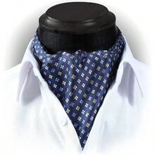 HISDERN Ascot Tie Mens Cravat Ties Floral Paisley Polka Dot Jacquard Self Ascots Cravat Scarf Wedding Party - AaNavyBlueYellow - View 9