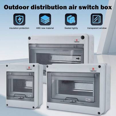 ABS Distribution Protection Box For Circuit Breakers, Waterproof Outdoor Distribution Box, DIN Rail Terminal Box, Suitable For Indoor Wall-Mounted MCB