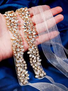 1件镶钻奢华婚纱腰带，手工女士时尚腰带，情人节配饰