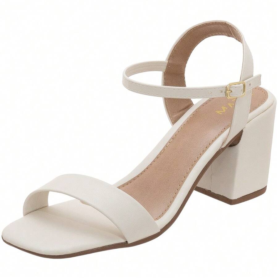 Women's Sandals Block Heel High Heel Elegant Party Synthetic Rubber Buckle Party - trắng - Xem 1