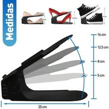 10 Zapateras Organizador Doble de Plstico, Zapatera Organizador de Ranura para Zapatos, Apiladores Zapatos, Ahorrador de Espacio 4 Niveles Inclinacin para Tenis y Sandalias - 10 - Ver 6