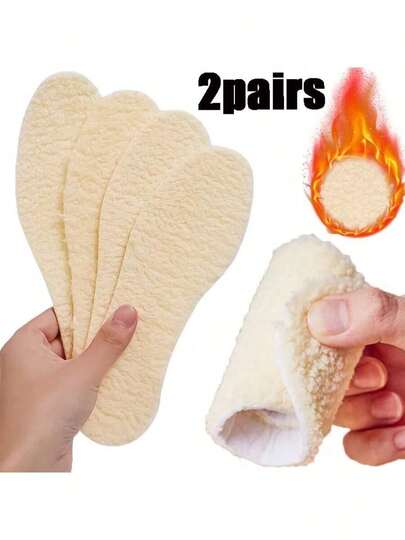2 Pairs Thick Plush Insoles, Unisex Soft Warm Shoe Inserts, Suitable For Christmas, Thanksgiving, Ideal For Winter Sports, Running, Boots And Cold Weather Activities, Winter Shoe Insoles, Winter Shoe Liners, Cold Weather Footwear, Thick Insoles, Unisex Shoe Beds, Plush Comfortable Design, Thick Padding, Thick Structure, Plush Material, Holiday Gift Shoppers, Cold Weather Commuters