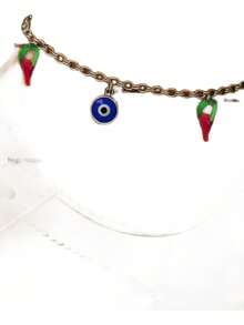 Tornozeleira Estrela Mar Pontos Luz Pedrinhas Zirconia Olho