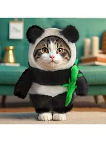 PETSIN 1 件温暖可爱熊猫宠物猫服装趣味带帽小型犬小猫衣服轻便可调节猫外套猫适合中小型犬猫吉娃娃幼犬宠物节日装扮服装 - 彩色 - 查看 8