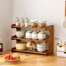 1 Piece Bamboo Storage Rack With Stylish Lacquered Design Multi-Tier Bamboo Countertop Display Rack - Great For Storing Cups, Books And Spices - Great For Kitchen, Living Room Or Office Decor, Office Organization | Modern Bookshelf Designs | Durable Bamboo Bookshelf, Bamboo Bookshelf