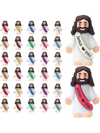 10/20PCS Little Jesus Figures, Mini Jesus Figurines In Bulk, Multicolor Tiny Jesus Figures, Miniature Figurines To Hide And Seek Religious Gifts For Christmas Easter Egg Stuffers Party Favors-Mix Color