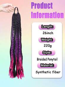 Synthetic Hip-Hop Style Dreadlocks1 Ponytail, 26 Inches Long, Suitable For Daily Party Wear