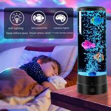 1 Realistic Dynamic Bubble Fish Lamp, 16 Color Changing LED Mood Light, 7 Color Cycle Atmosphere Night Light, Suitable For Living Room Bedroom Desk Decor, Gift For Boys Girls (USB/3 AA Batteries Powered, Batteries Not Included) - Multicolor - View 6
