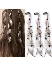 3 قطع/6 قطع من مشابك الشعر الرجعية البوهيمية المزينة بالريش والشرابات، اكسسوارات شعر سوداء مناسبة للحفلات والرقص وملابس الشاطئ، مشابك شعر، مشابك شعر للمدرسة والجامعة - متعدد الألوان - مشاهدة 7