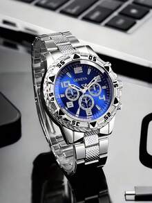 1 Piece/Set Men's Business Popular Three-Eye Mixed Scale Quartz Watch, Fashionable Casual Decorative Watch, Suitable For Birthdays, Anniversaries, Valentine's Day The Most Ideal Gift