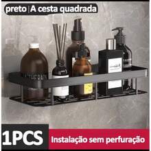 Shampoo Soap Shelf Support Bathroom Adhesive Wall Box Luxury Color Black Premium Aluminum - 01 貨架 - 查看 10