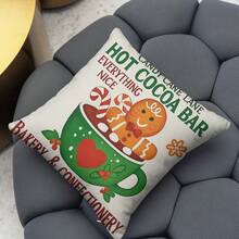 4pcs Christmas Pillow Covers, 18x18 Inches, Zippered, Vintage Style Christmas Design, Farmhouse Holiday Decor, Suitable For Porch, Patio, Sofa, Couch, Living Room - (Inserts Not Included), Christmas Decoration