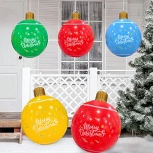 1 bola de Natal inflável, material de PVC com a bênção "Feliz Natal", adequada para decoração de festas de Natal e Ano Novo em ambientes internos e externos, sem necessidade de eletricidade - Multicolorido - Ver 11