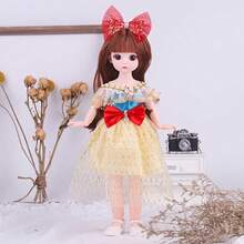12-Inch Elegant Princess BJD Doll With Lace Floral Ruffle Dress And Accessories - Clothes Can Be Removed And Replaced, A Variety Of Clothing Combinations, The Perfect Choice For Party Decorations, Birthday Gifts And Christmas - No Power Supply - 彩色 - 查看 3