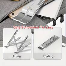 A Modern Desktop Organizer That Combines Foldable Portability, 6-Level Anti-Slip Stability, Efficient Heat Dissipation And Ventilation, And Ergonomic Design. Made Of High-Quality Aviation-Grade Aluminum Alloy, It Perfectly Supports 10 To 17-Inch Laptops, Tablets, And Even Monitors.