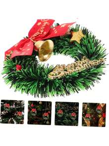 1-10pcs Mini Christmas Wreaths, Artificial With Red Bow And Golden Bells, Christmas, Thanksgiving, Holiday Decor, Gift Wrapping, Christmas Tree Ornaments, Fireplace Decor, Wall Hanging, Tabletop Decor, Party Supplies, Home Decor, Autumn Decoration, Living Room Decor - Multicolor - View 4