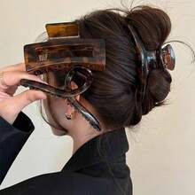 3Pcs/Set Of Retro Tortoise Shell Color Hair Clips For Women, High-End 2025 New Hair Clips For The Back Of The Head, Elegant Shark Clips - Brown - View 2