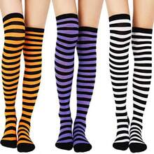 1 Pair Over-The-Knee Striped Christmas Socks, Women Holiday Cosplay Knee High Socks For Christmas, Halloween - Multicolor - View 3