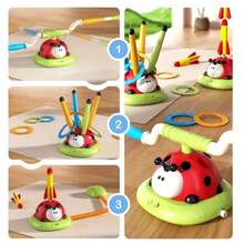 Regalo de Navidad para niños/niños pequeños | 1 pieza Máquina de saltar a la cuerda de 3 en 1 con mariquita | Juguete interactivo de juego sensorial para interiores/exteriores | Conjunto de actividad de plástico verde duradero - Multicolor - Ver 7