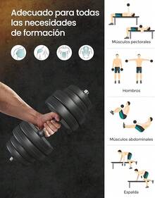 Juego de Mancuernas 2 en 1, Mancuernas Ajustables de 20/30 kg, con Barra Adicional, Gimnasio de Casa, Negro Tinta - 30.0 Kilogramos - Ver 10