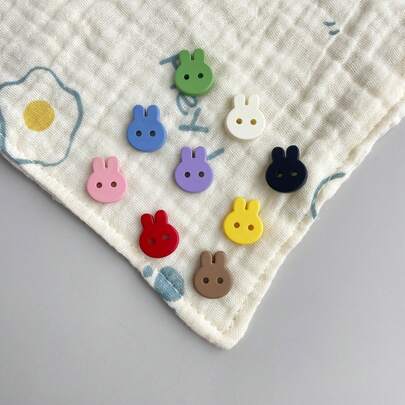 Colorful Fresh Y2K Cute Rabbit Plastic Buttons, Doll Clothes DIY Decor Buttons, Handkerchief DIY Logo Buttons, Backpack Pencil Case DIY Decor Accessories, Phone Lanyard DIY Decor Supplies, Hair Scrunchie Hair Clip DIY Accessories